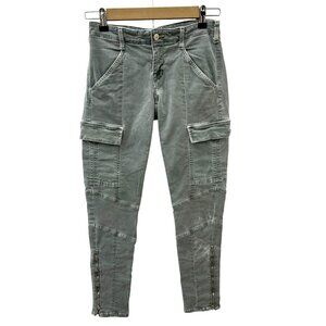 J Brand Slim Fit Cargo Pants Zippered Ankles Pockets Mint Olive Worn Womens 36